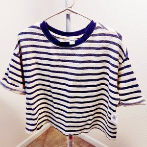 Old Navy Elbow-Sleeve Vintage Loose Striped Easy Sweatshirt for Women